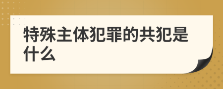 特殊主体犯罪的共犯是什么