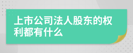 上市公司法人股东的权利都有什么