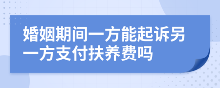 婚姻期间一方能起诉另一方支付扶养费吗