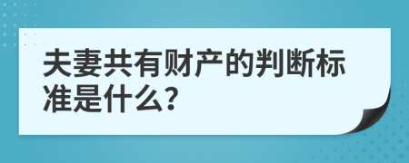 夫妻共有财产的判断标准是什么？