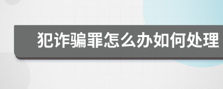 犯诈骗罪怎么办如何处理