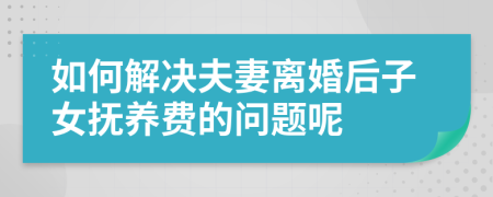 如何解决夫妻离婚后子女抚养费的问题呢