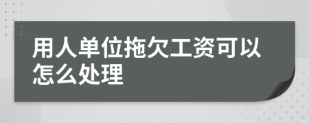 用人单位拖欠工资可以怎么处理