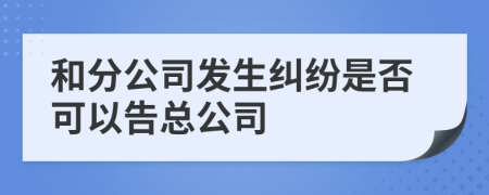 和分公司发生纠纷是否可以告总公司