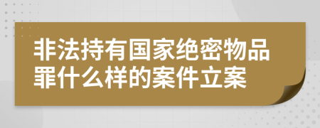 非法持有国家绝密物品罪什么样的案件立案