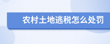 农村土地逃税怎么处罚