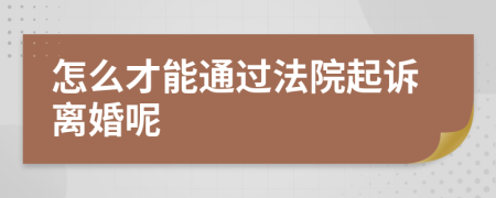 怎么才能通过法院起诉离婚呢