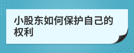 小股东如何保护自己的权利