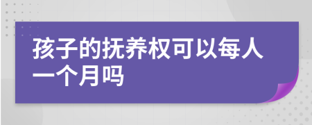 孩子的抚养权可以每人一个月吗