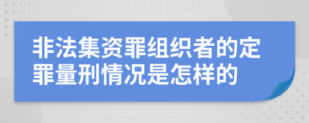 非法集资罪组织者的定罪量刑情况是怎样的