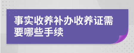 事实收养补办收养证需要哪些手续