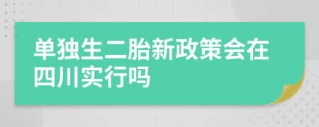 单独生二胎新政策会在四川实行吗