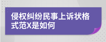 侵权纠纷民事上诉状格式范X是如何