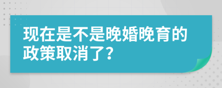 现在是不是晚婚晚育的政策取消了？