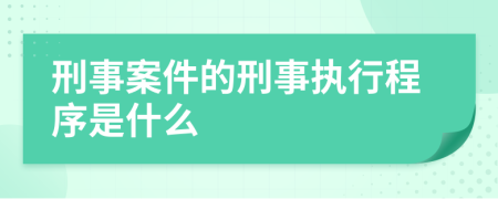 刑事案件的刑事执行程序是什么