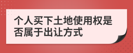 个人买下土地使用权是否属于出让方式