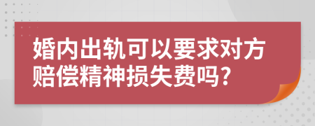 婚内出轨可以要求对方赔偿精神损失费吗?