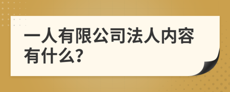 一人有限公司法人内容有什么？