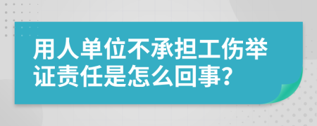 用人单位不承担工伤举证责任是怎么回事？