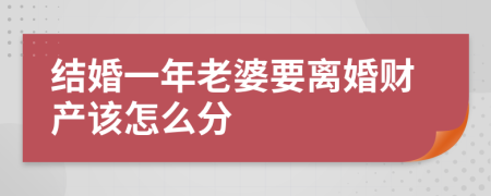 结婚一年老婆要离婚财产该怎么分