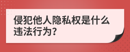 侵犯他人隐私权是什么违法行为？