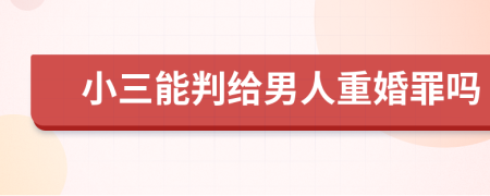 小三能判给男人重婚罪吗