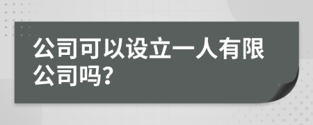 公司可以设立一人有限公司吗？