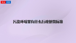 污染环境罪有什么行政处罚标准