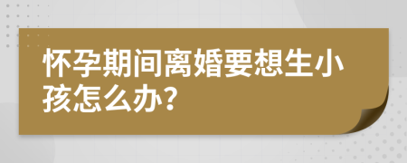 怀孕期间离婚要想生小孩怎么办？