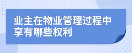 业主在物业管理过程中享有哪些权利