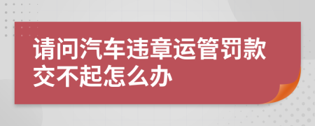 请问汽车违章运管罚款交不起怎么办