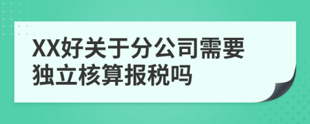 XX好关于分公司需要独立核算报税吗