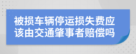 被损车辆停运损失费应该由交通肇事者赔偿吗