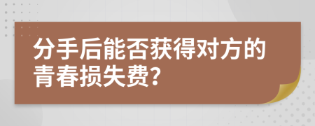 分手后能否获得对方的青春损失费？