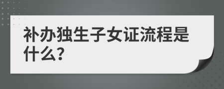 补办独生子女证流程是什么？