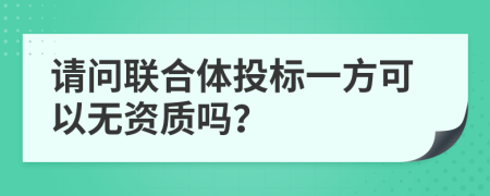 请问联合体投标一方可以无资质吗？