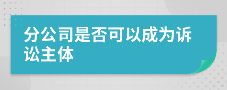 分公司是否可以成为诉讼主体