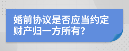 婚前协议是否应当约定财产归一方所有？