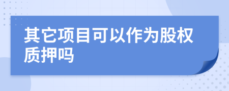 其它项目可以作为股权质押吗