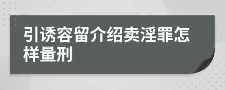 引诱容留介绍卖淫罪怎样量刑