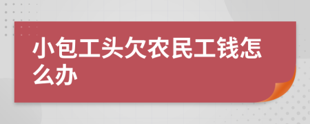 小包工头欠农民工钱怎么办