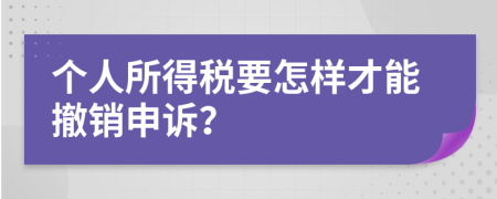 个人所得税要怎样才能撤销申诉？