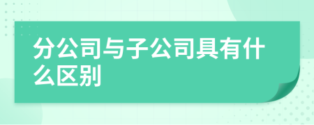 分公司与子公司具有什么区别