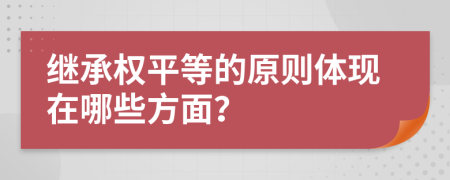 继承权平等的原则体现在哪些方面？