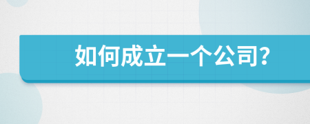 如何成立一个公司？