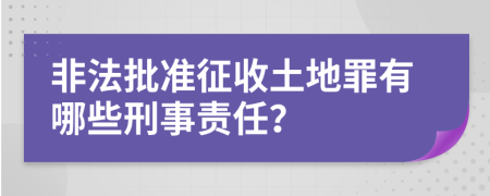 非法批准征收土地罪有哪些刑事责任？