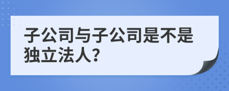 子公司与子公司是不是独立法人？