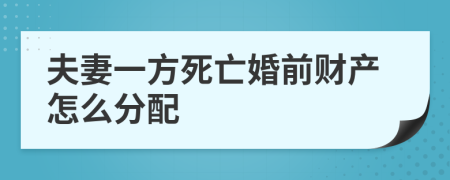 夫妻一方死亡婚前财产怎么分配