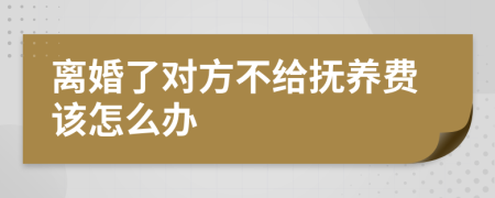 离婚了对方不给抚养费该怎么办