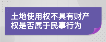 土地使用权不具有财产权是否属于民事行为